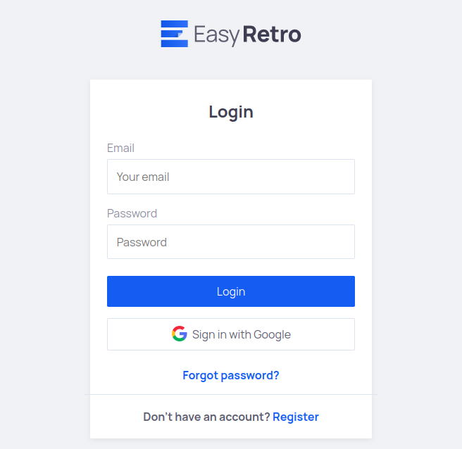 EasyRetro login page